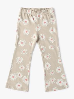 GAP - Girls Beige Cotton Floral Bootcut Fit Trouser