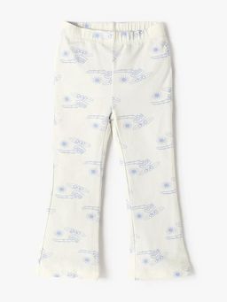 GAP - Girls Off White Cotton Abstract Bootcut Fit Trouser