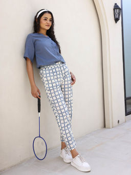 SAY - Women Woven Cotton Blue Colour Printed Sleepwear Night Suit (Set of 2)