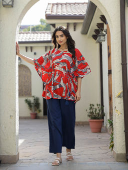 SAY - Women Pure Cotton Kaftan Night Suit (Set of 2)