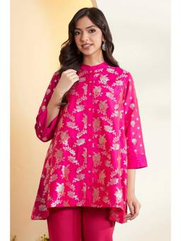 Biba - Women Pink Printed Viscose Rayon Kurti