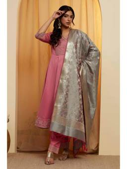 Biba - Women Green Floral Silk Blend Dupatta