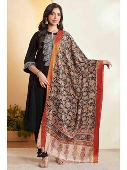 Biba - Women Black Printed Silk Blend Dupatta