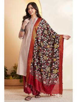 Biba - Women Black Printed Silk Blend Dupatta
