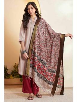 Biba - Women Red Printed Silk Blend Dupatta