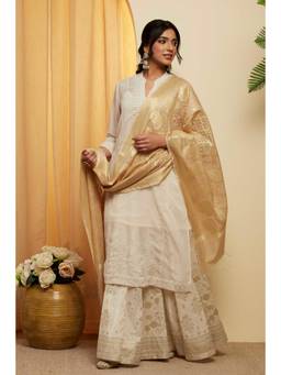 Biba - Women Beige Woven Cotton Blend Dupatta