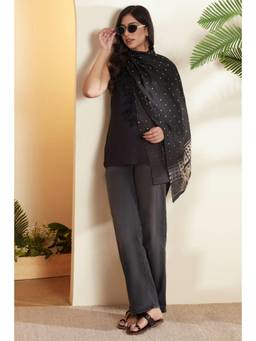 Biba - Women Black Printed Silk Blend Dupatta