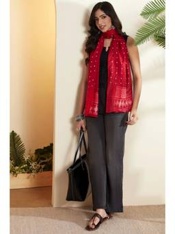 Biba - Women Red Printed Silk Blend Dupatta