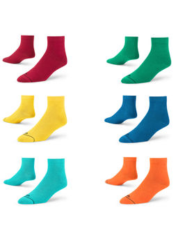 Dynamocks - Solid Men Ankle Length Socks - Free Size - Pack of 6 Pairs