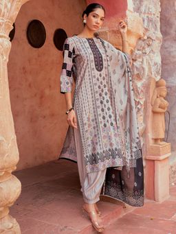 Libas - Grey Silk Blend Printed Kurta Sets for Women