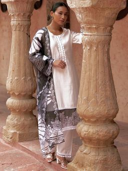 Libas - White Silk Blend Solid Kurta sets for Women