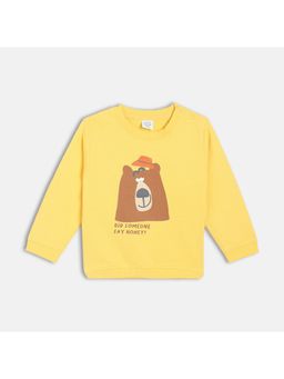 MINI KLUB - Boys Mustard Typography Cotton Sweatshirt