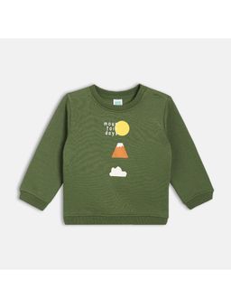 MINI KLUB - Boys Green Typography Cotton Sweatshirt