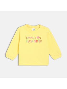 MINI KLUB - Girls Yellow Typography Cotton Sweatshirt