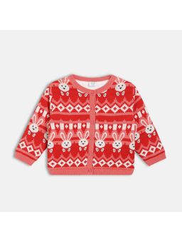 MINI KLUB - Girls Red Printed Blended Fabric Sweater