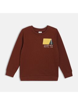 MINI KLUB - Boys Brown Typography Cotton Sweatshirt