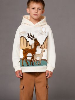 CHERRY CRUMBLE BY NITT HYMAN - Unisex Cream Embroidered Polyester Hoodie