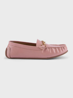 IYKYK by Nykaa Fashion - Blush Pink Round Toe Metal Trim Loafer Flats