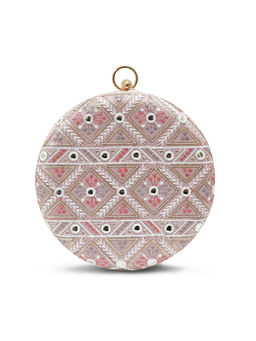 THE TAN CLAN - Pink Ariba Round Clutch with Detachable Chain