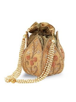 THE TAN CLAN - Gold Baag Lotus Potli Bag