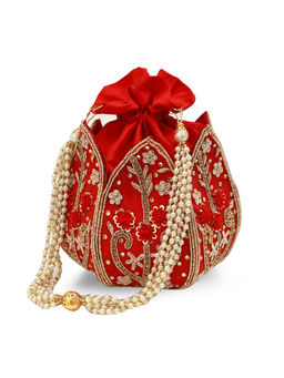 THE TAN CLAN - Red Baag Lotus Potli Bag