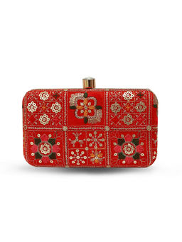 THE TAN CLAN - Red Elora Long Clutch with Detachable Chain