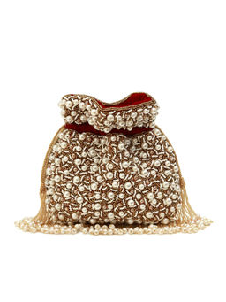 THE TAN CLAN - Red Rimsha Pearl Potli Bag with Tassels
