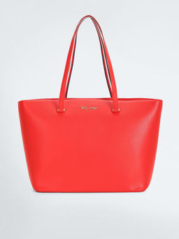 Tommy Hilfiger - Red Pu Solid Tote Bag