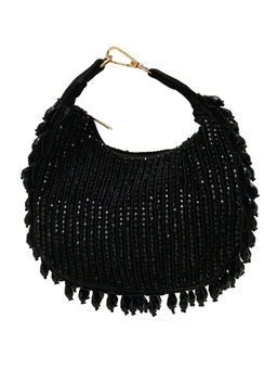 THE TAN CLAN - Black Sera Drop Pearls Handbag