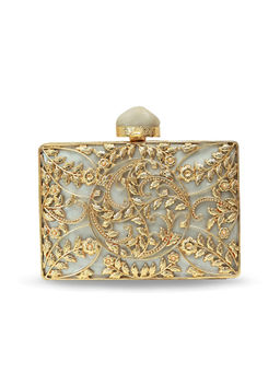 THE TAN CLAN - Gold Intricate Brass Clutch with Detachable Chain