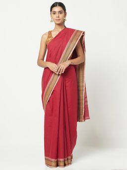 Fabindia - Cotton Chettinad Woven Saree Without Blouse