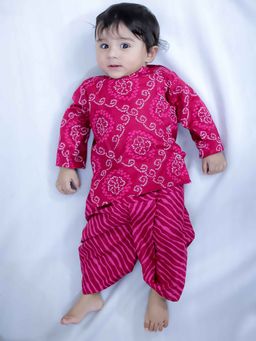 BownBee - Pink Printed Kurta with Dhoti For Baby Boy (Set of 2)