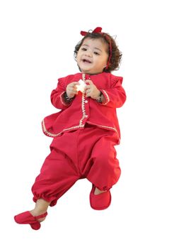 BownBee - Red Top Harem with Headband and Booties For Baby Girls (Set of 4)