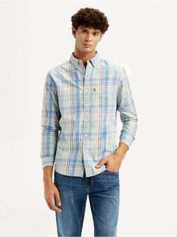 Levi's - Mens Checks Light Blue Slim Fit Shirt