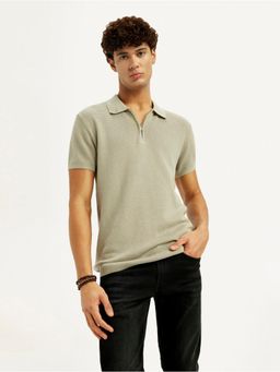 Levi's - Mens Textured Beige Slim Fit Polo T-Shirt