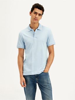 Levi's - Mens Solid Light Blue Slim Fit Polo T-Shirt