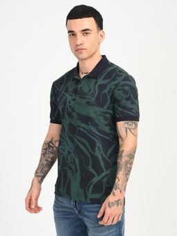 Levi's - Mens Abstract Dark Green Slim Fit Polo T-Shirt