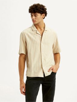 Levi's - Mens Stripes Beige Boxy Fit Camp Shirt