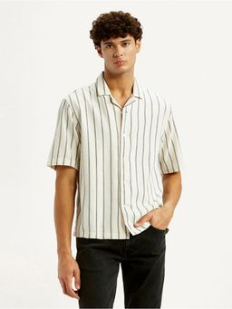 Levi's - Mens Stripes Off White Boxy Fit Camp Shirt
