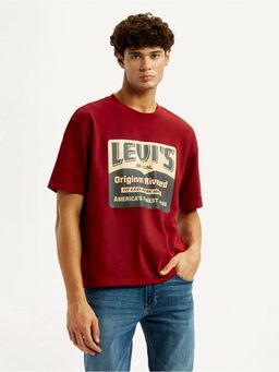 Levi's - Mens Graphic Print Red Loose Fit T-Shirt