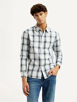 Levi's - Mens Checks Plaid White Slim Fit Shirt