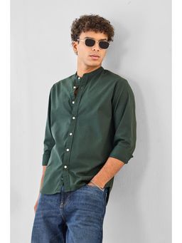 Snitch - Mens Olive Solid Full Sleeves Regular Formal Shirt