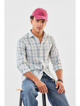 Snitch - Mens Light Blue Checks Full Sleeves Slim Casual Shirt