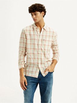 Levi's - Mens Checks Beige Slim Fit Linen Shirt