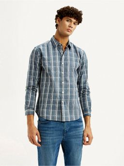 Levi's - Mens Checks Greyish Blue Slim Fit Shirt