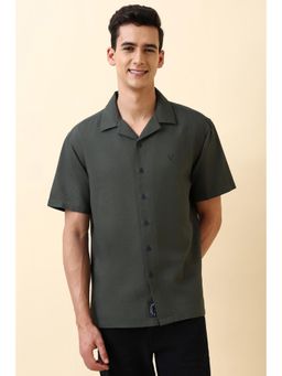 Allen Solly - Mens Olive Textured Half Sleeves Casual Shirt