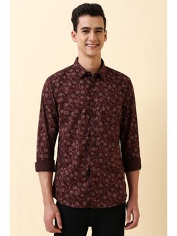 Allen Solly - Mens Maroon Floral Print Full Sleeves Casual Shirt