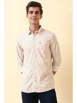 Allen Solly - Mens Brown Print Full Sleeves Casual Shirt