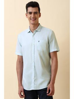 Allen Solly - Mens Light Blue Print Half Sleeves Casual Shirt