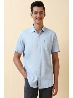 Allen Solly - Mens Light Blue Print Half Sleeves Casual Shirt